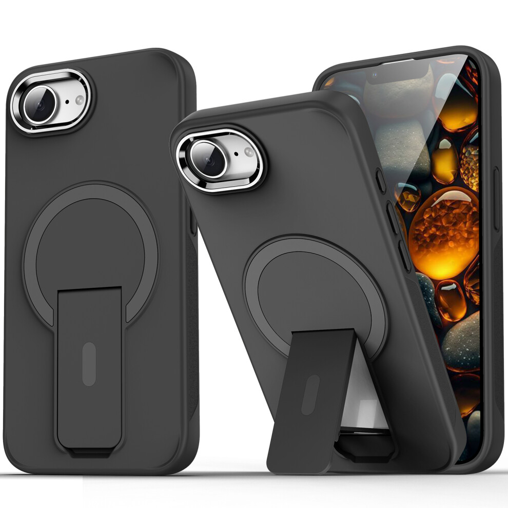 (Iphone 16E, ) For Iphone 16E Case Compatible With Magsafe Pc+Tpu Phone Cover With Kickstand Black 6914283356096