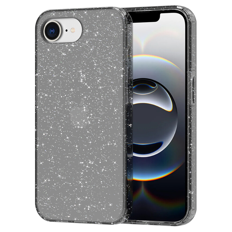 (Iphone 16E, Transparent ) Gw18 For Iphone 16E Case Glitter Powder Decor Clear Tpu+Pc Shockproof Phone Cover Anti Scratch Black 6914287407527