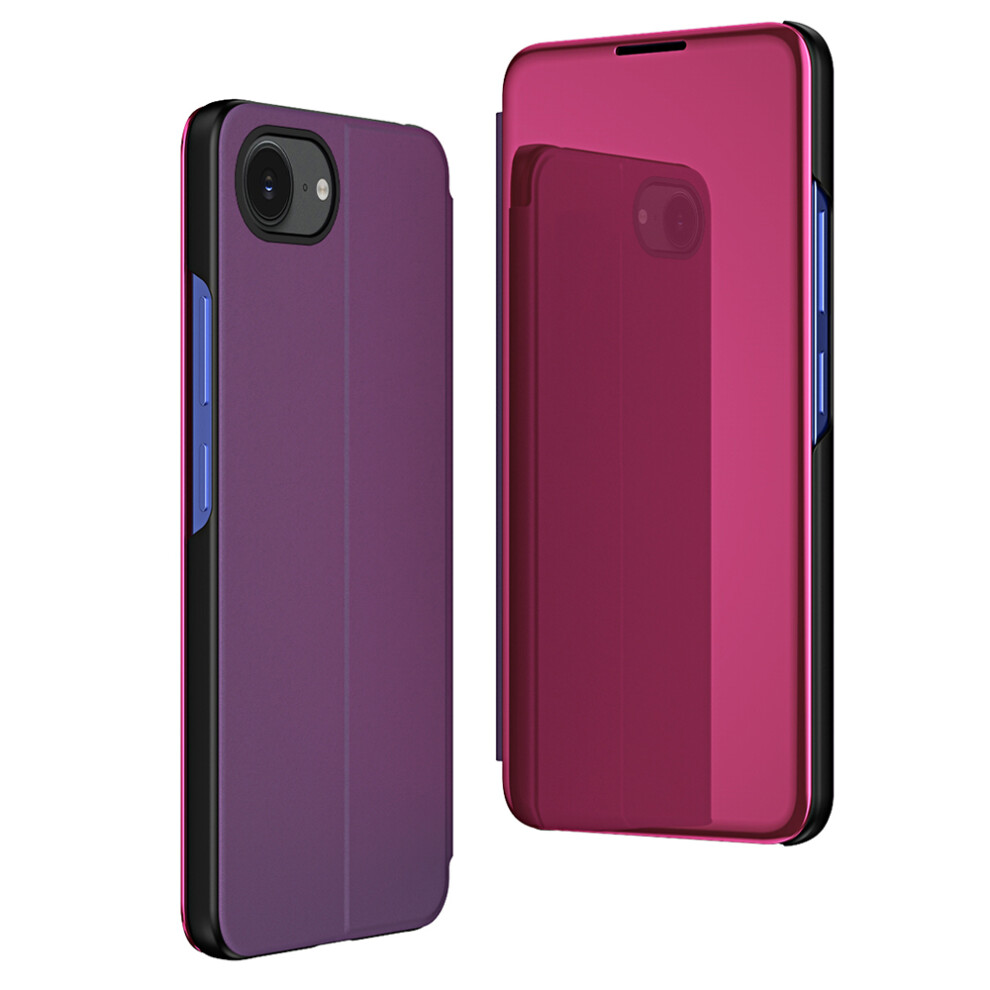 (Iphone 16E, ) For Iphone 16E Case View Window Stand Leather Flip Phone Cover Purple 6914286313096