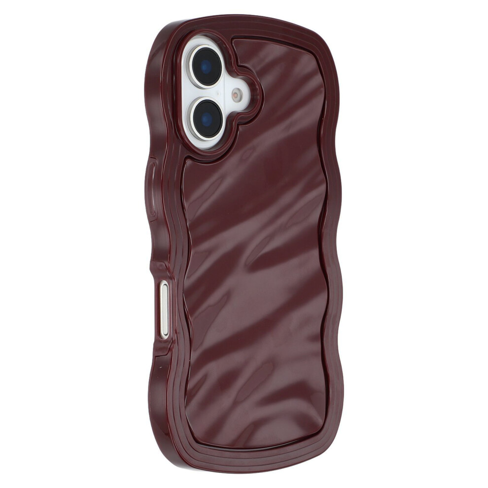 (Iphone 16 Plus, Wine ) Wt Series For Iphone 16 Plus Case Wavy Edge Shockproof Tpu+Pc Phone Cover Red 6914280771380
