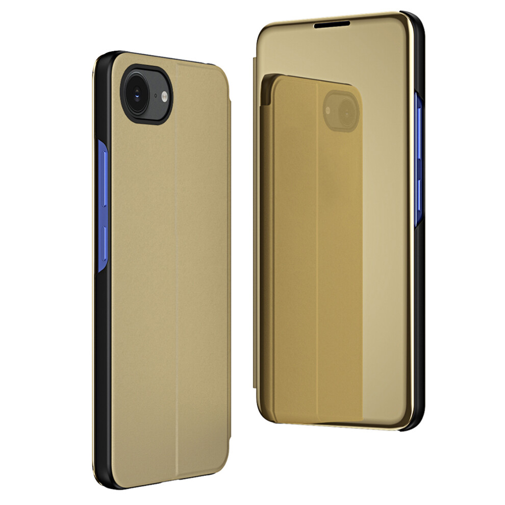 (Iphone 16E, ) For Iphone 16E Case View Window Stand Leather Flip Phone Cover Gold 6914280815596