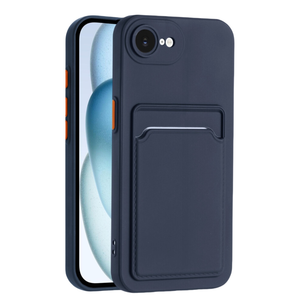 (Iphone 16E, Dark ) For Iphone 16E Case Card Slot Matte Fingerprint-Free Back Cover Blue 6914288296151