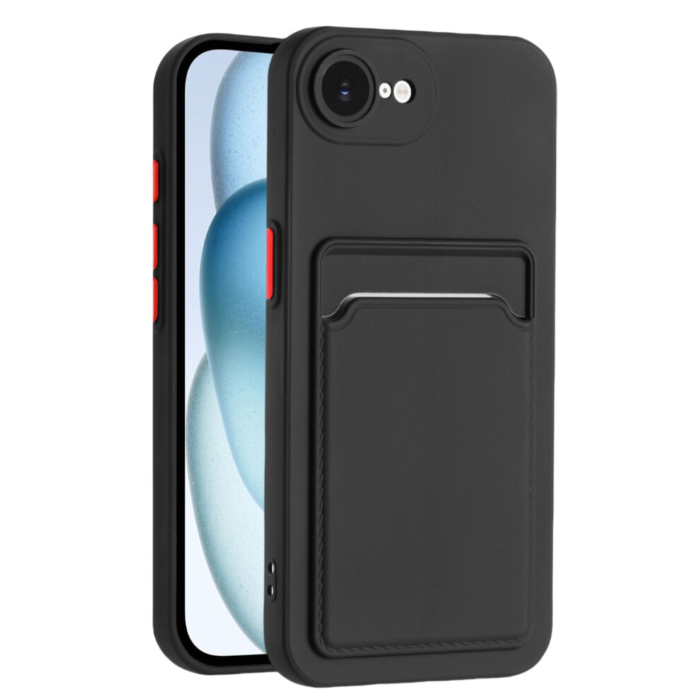 (Iphone 16E, ) For Iphone 16E Case Card Slot Matte Fingerprint-Free Back Cover Black 6914283836055