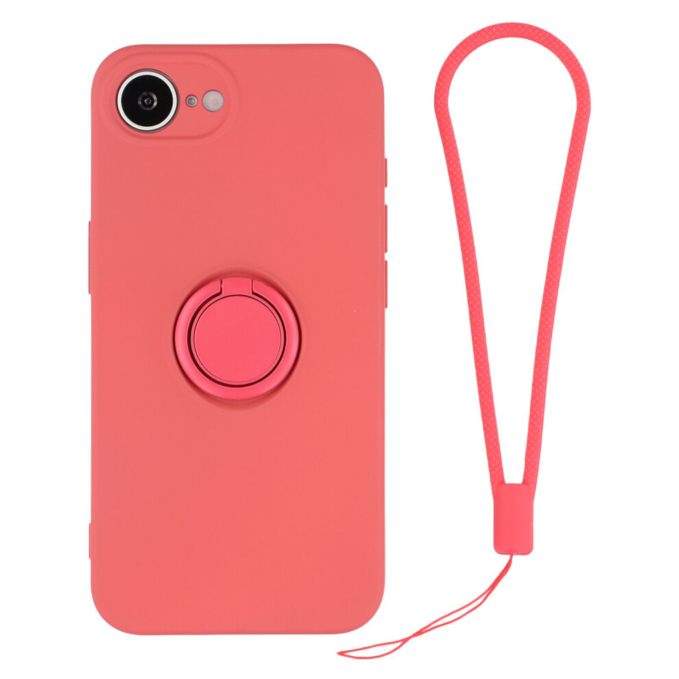 (Iphone 16E, ) For Iphone 16E Silicone Case With Strap Ring Kickstand Phone Cover Red 6914285439230