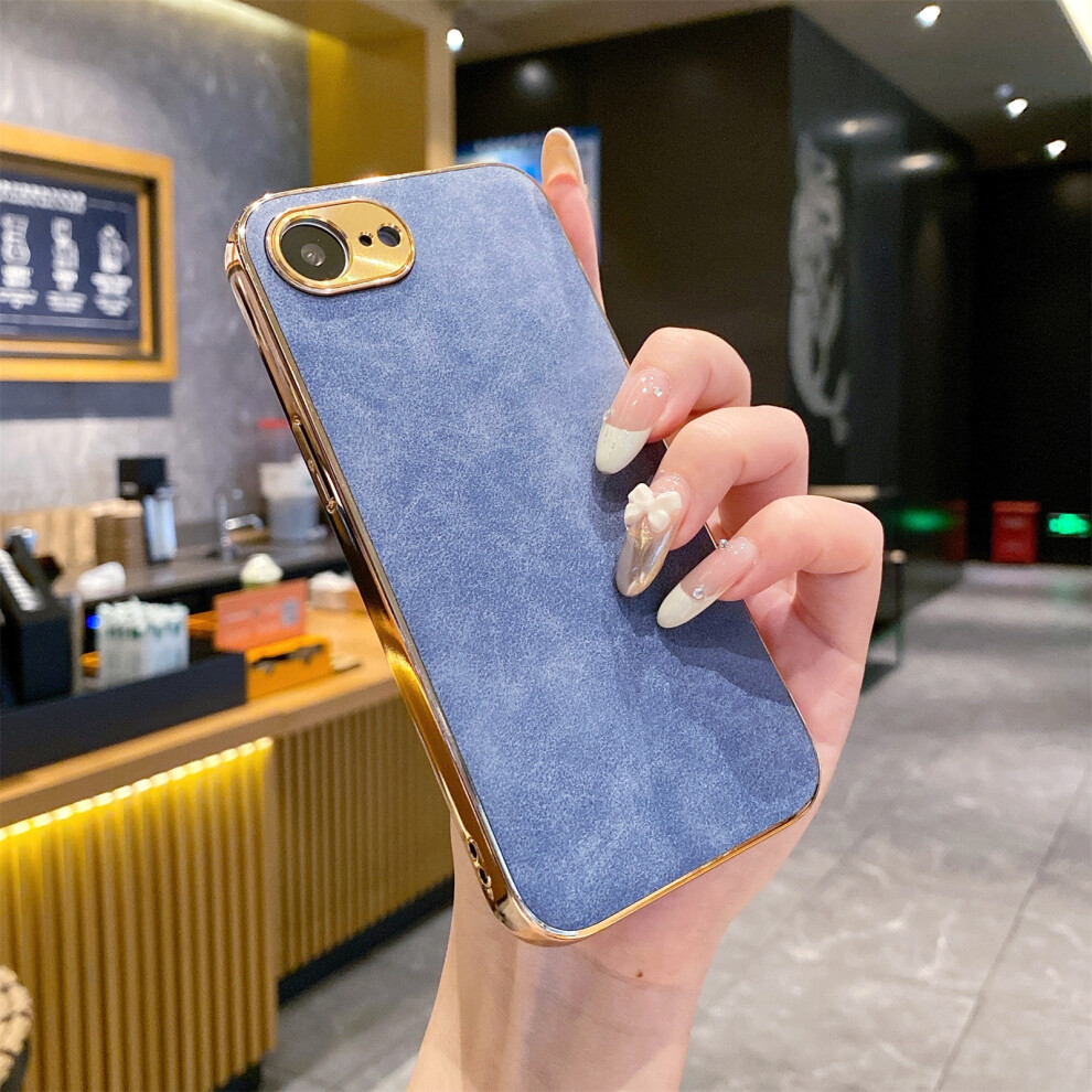 (Iphone 16E, ) For Iphone 16E Phone Case Shockproof Leather+Tpu Electroplating Cover Blue 6914289181609
