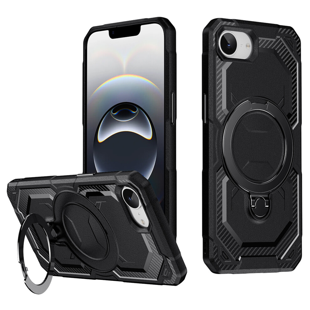 (Iphone 16E, ) For Iphone 16E Case Compatible With Magsafe Kickstand Tpu+Pc Phone Cover Black 6914287663299