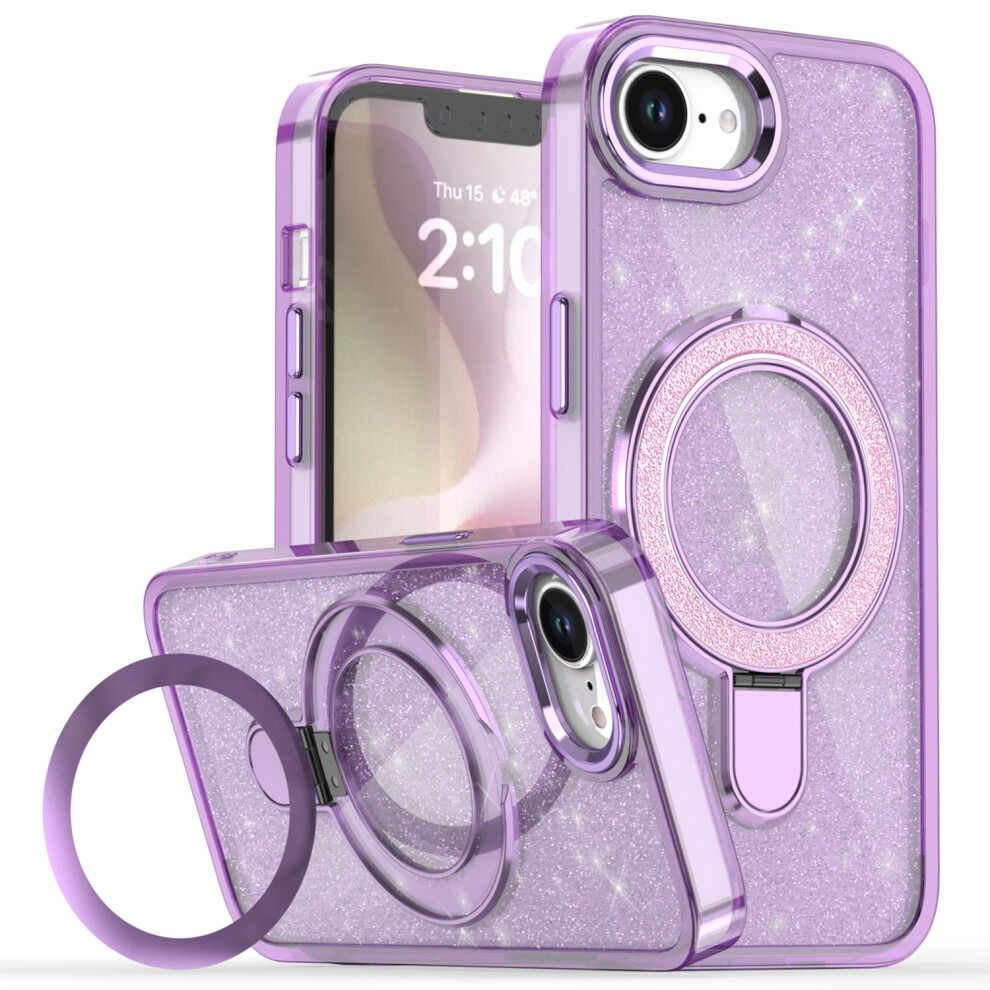 (Iphone 16E, ) For Iphone 16E Case Glitter Design Tpu+Pc Kickstand Phone Protector Purple 6914284534165