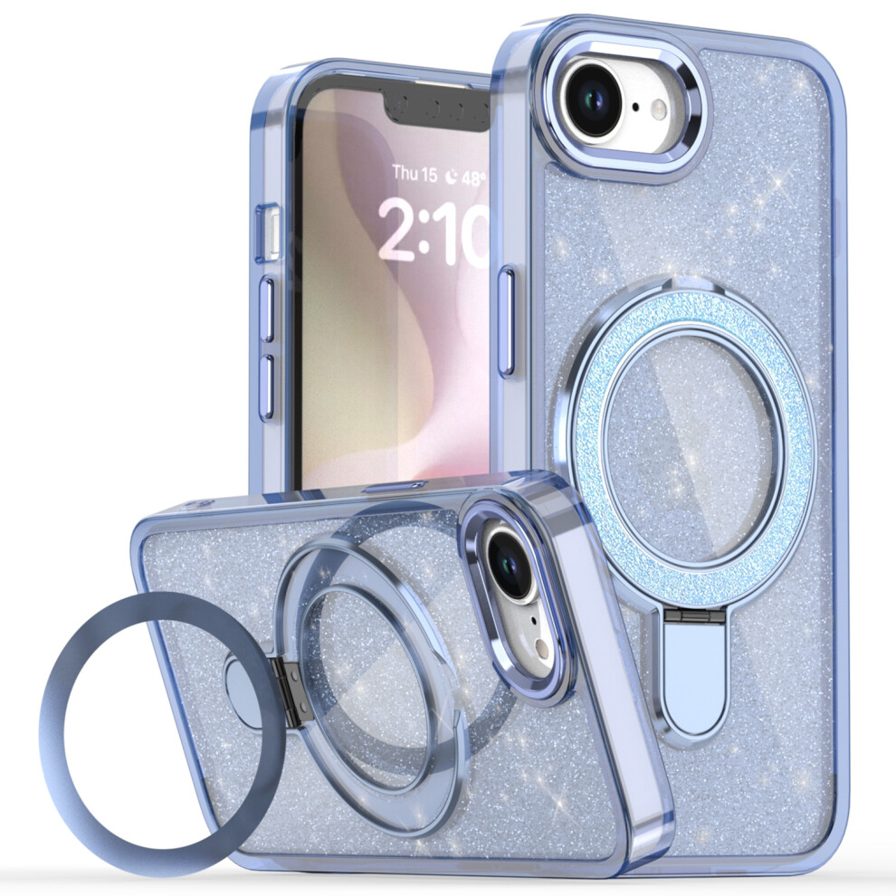(Iphone 16E, ) For Iphone 16E Case Glitter Design Tpu+Pc Kickstand Phone Protector Blue 6914282724704
