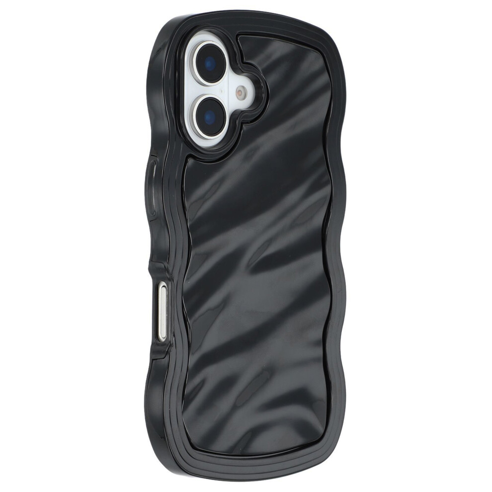 (Iphone 16, ) Wt Series For Iphone 16 Case Wavy Edge Shockproof Tpu+Pc Phone Cover Black 6914288263139