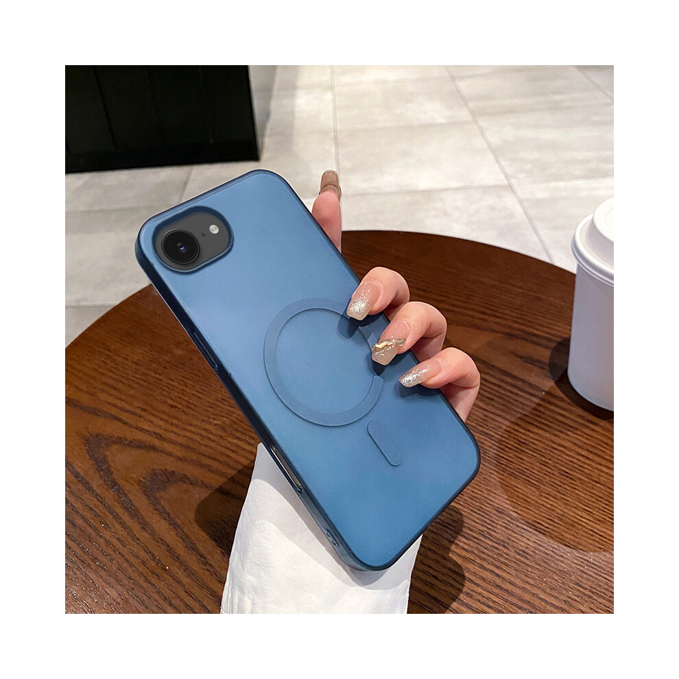(Iphone 16E, Titanium ) For Iphone 16E Magnetic Case Compatible With Magsafe Frosted Pc Phone Cover Blue 6914280739151