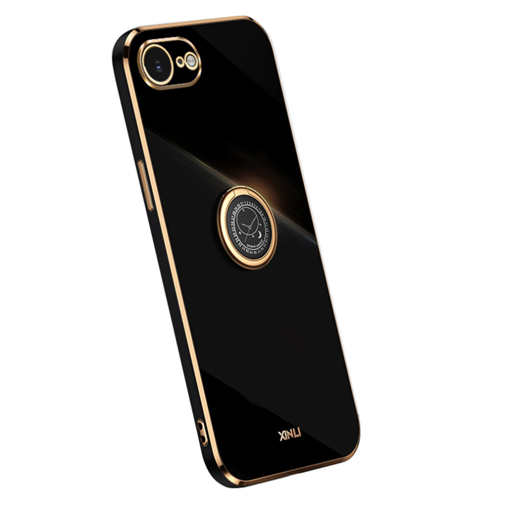 (Iphone 16E, ) Xinli For Iphone 16E Case Ring Kickstand Electroplating Tpu Phone Cover Black 6914284237936