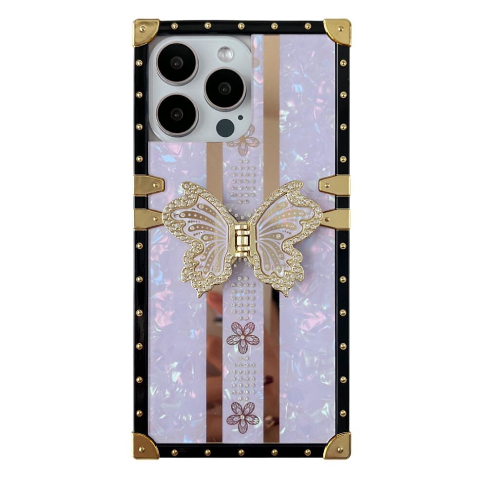 (Iphone 16 Pro, ) For Iphone 16 Pro Case Tpu+Pc Electroplated Butterfly Kickstand Phone Cover Purple 6914283192250