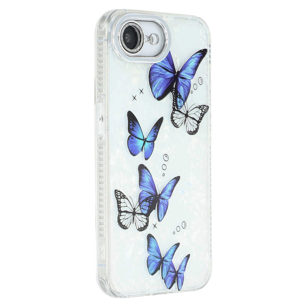 (Iphone 16E, Hu3) For Iphone 16E Case Electroplated Floral Pattern Imd Tpu+Pc Phone Back Cover With Glass Lens Film 6914281722770