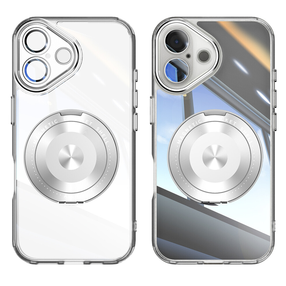 (Iphone 16 Plus, Matte ) For Iphone 16 Plus Magnetic Case Pc+Tpu Phone Cover With Rotating Metal Kickstand,Lens Protector White 6914280488462