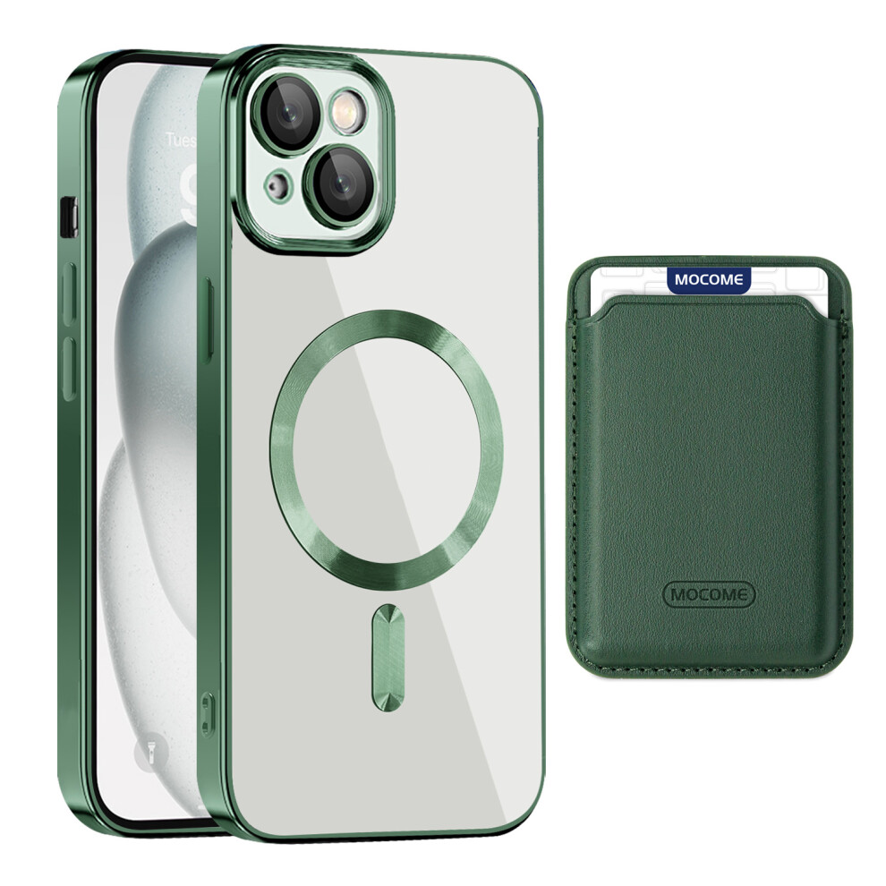 (Iphone 15 Plus, Blackish ) For Iphone 15 Plus Case Compatible With Magsafe Tpu+Pc Mobile Cover With Card Bag Green 6914282460879