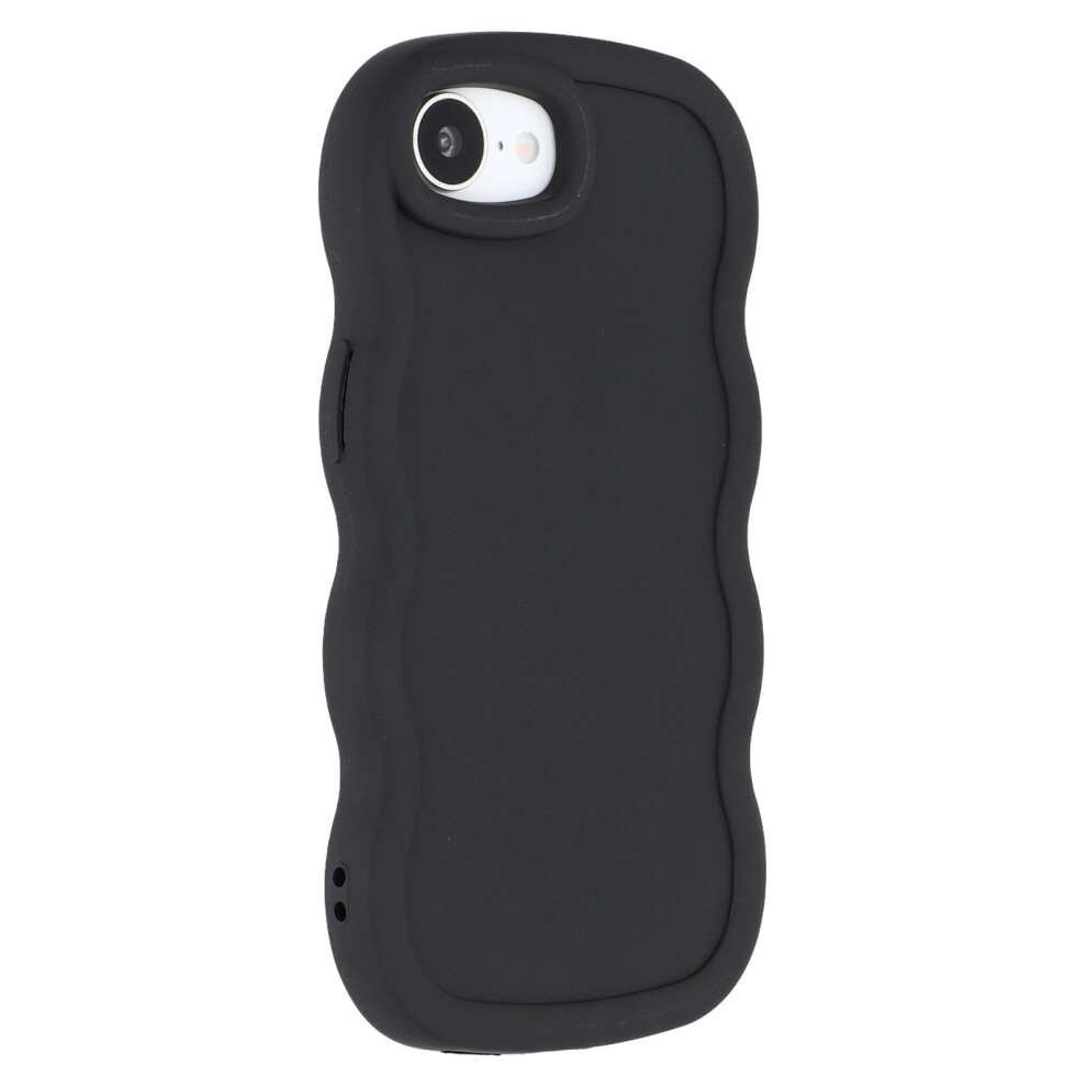 (Iphone 16E, ) For Iphone 16E Case Tpu Protective Phone Cover Unique Curly Wave Frame Black 6914288278645