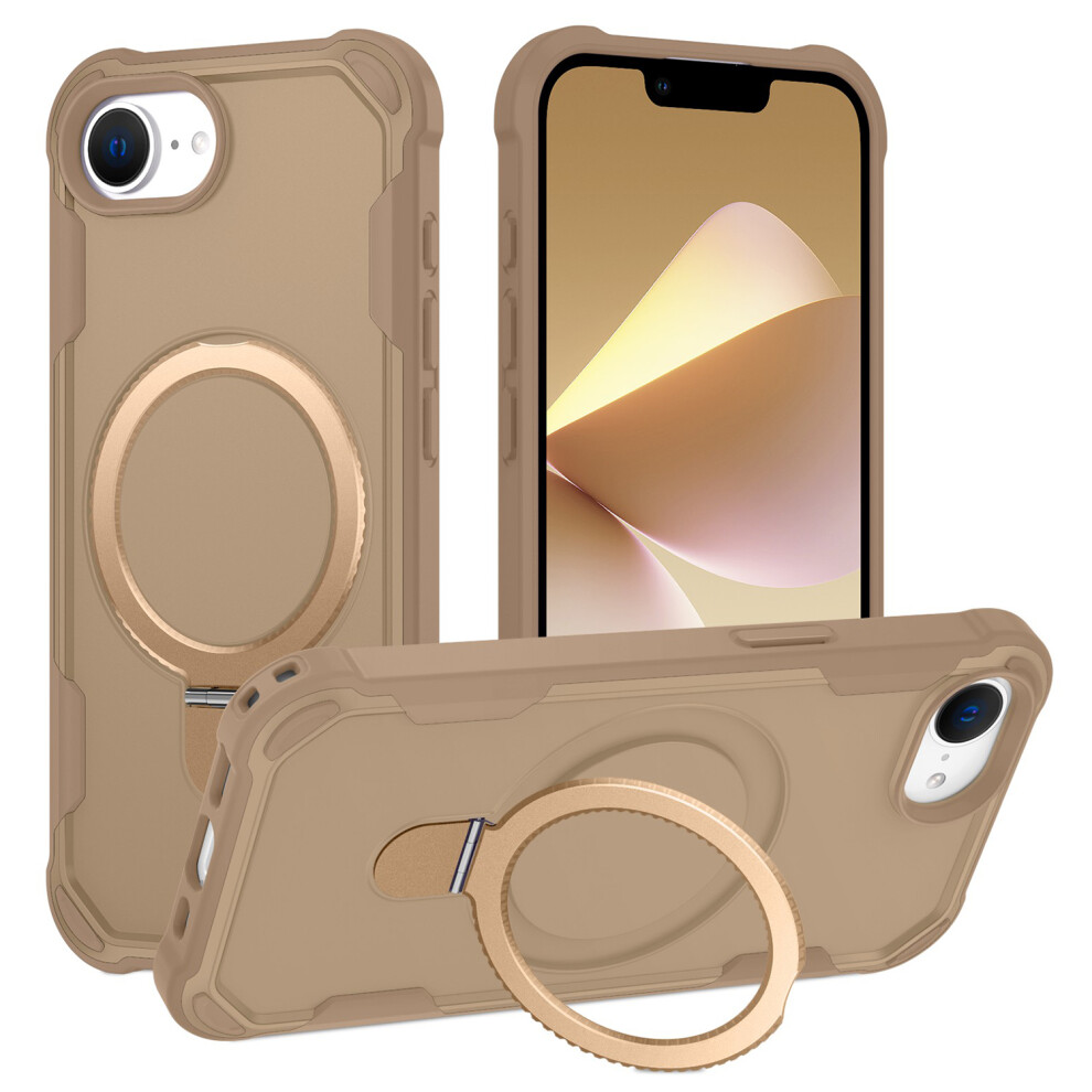 (Iphone 16E, ) For Iphone 16E Case Compatible With Magsafe Kickstand Tpu+Pc Shockproof Phone Back Cover Gold 6914283011186