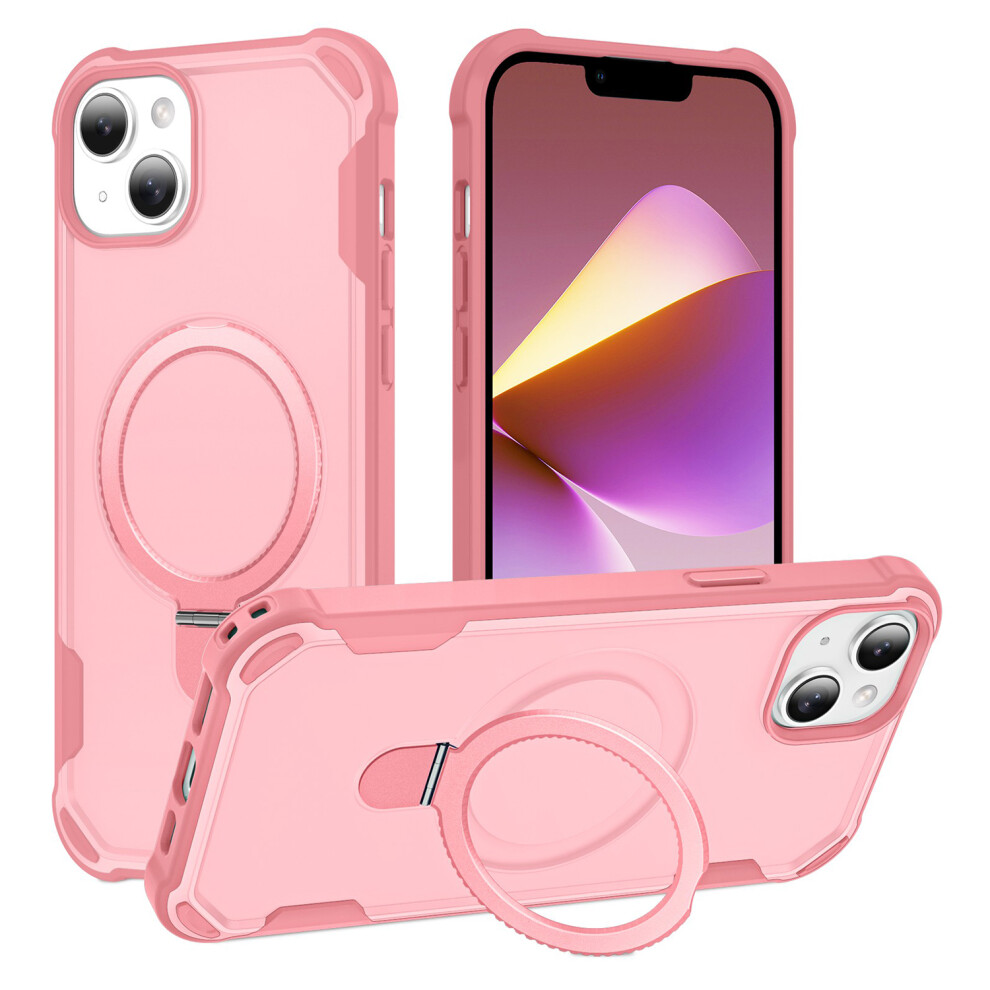 (Iphone 14, ) For Iphone 14 Case Compatible With Magsafe Kickstand Tpu+Pc Shockproof Phone Back Cover Pink 6914287193192