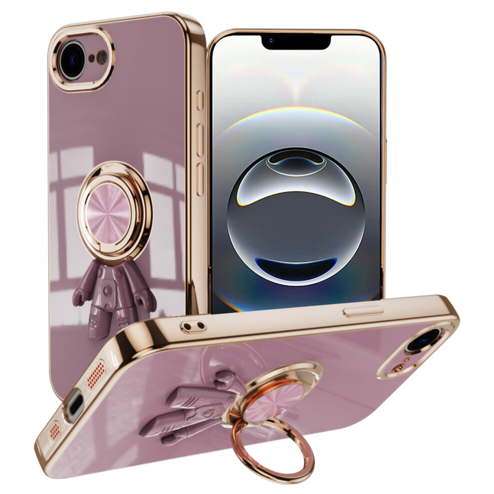 (Iphone 16E, ) For Iphone 16E Case With Astronaut Ring Kickstand 6D Electroplating Tpu Phone Cover Purple 6914282959311