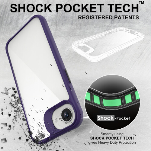 (iPhone 16e, Purple) For iPhone 16e Case Hybrid Hard PC Soft TPU Shockproof Phone Cover 2