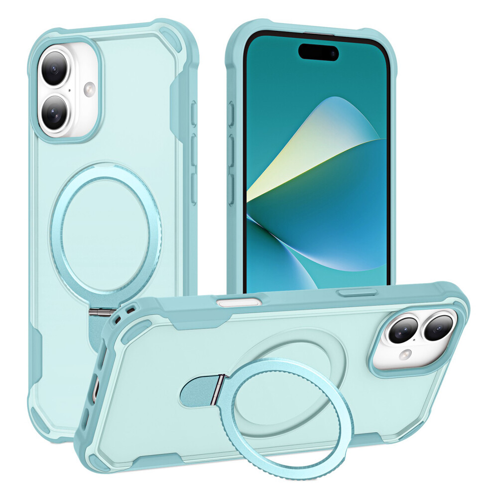 (Iphone 16, Lake ) For Iphone 16 Case Compatible With Magsafe Kickstand Tpu+Pc Shockproof Phone Back Cover Blue 6914286636782