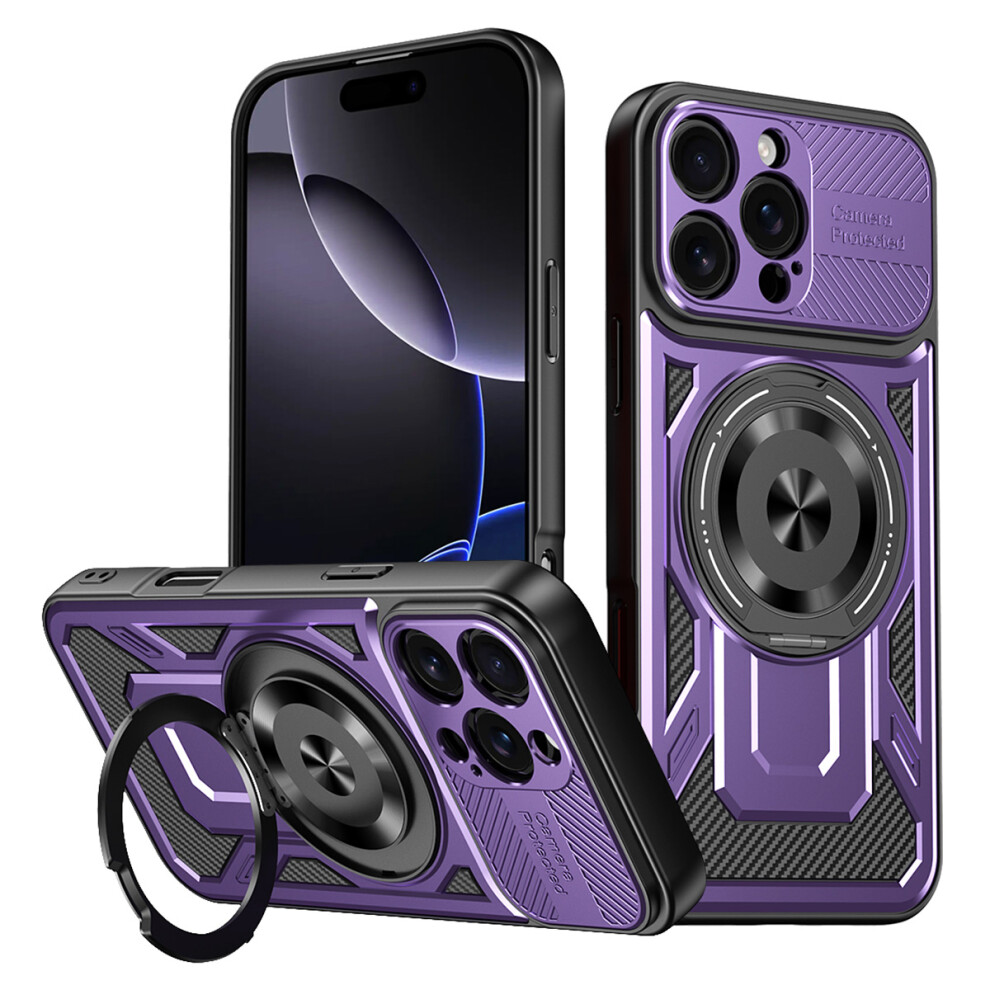 (Iphone 16 Pro Max, ) For Iphone 16 Pro Max Case Compatible With Magsafe Rotating Kickstand Tpu+Pc Phone Cover Purple 6914282667421