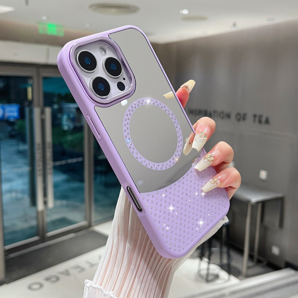 (Iphone 16 Pro, ) For Iphone 16 Pro Magnetic Case Mirror Surface Tpu+Pc Shockproof Phone Cover Purple 6914285906435