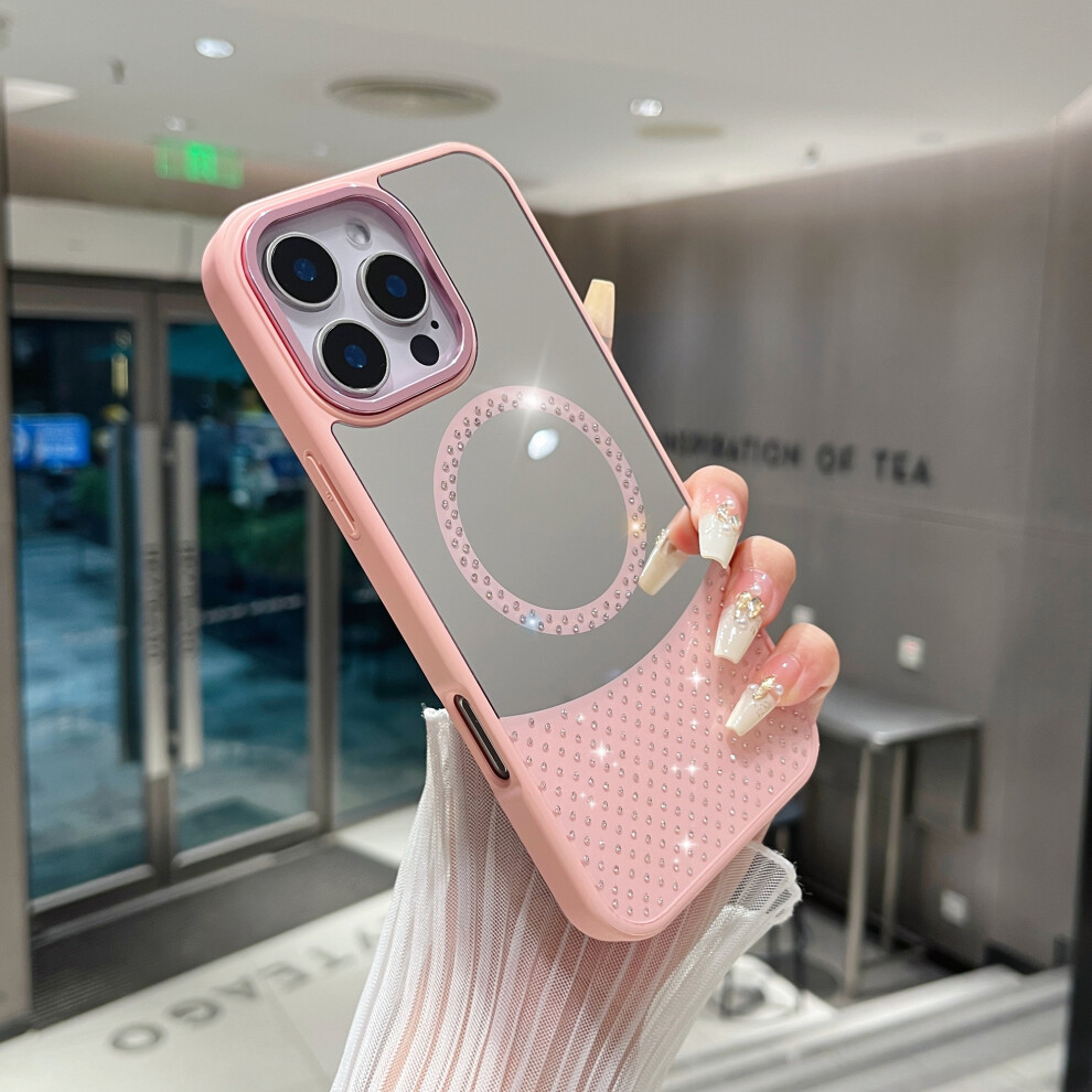 (Iphone 16 Pro Max, ) For Iphone 16 Pro Max Magnetic Case Mirror Surface Tpu+Pc Shockproof Phone Cover Pink 6914283161768