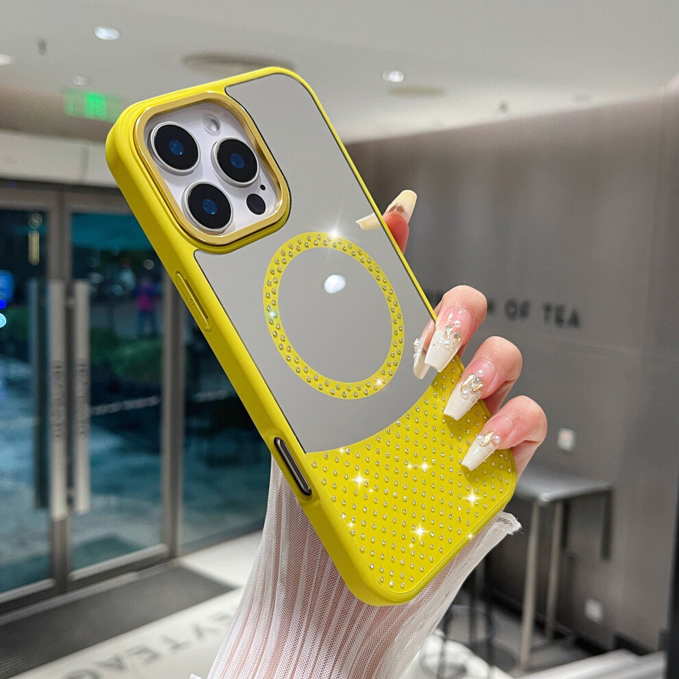 (Iphone 16 Pro, Yellowgreen) For Iphone 16 Pro Magnetic Case Mirror Surface Tpu+Pc Shockproof Phone Cover 6914282318385