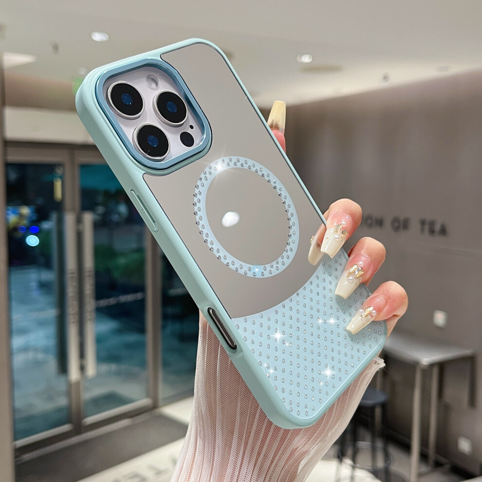 (Iphone 16 Pro Max, Baby ) For Iphone 16 Pro Max Magnetic Case Mirror Surface Tpu+Pc Shockproof Phone Cover Blue 6914281446331