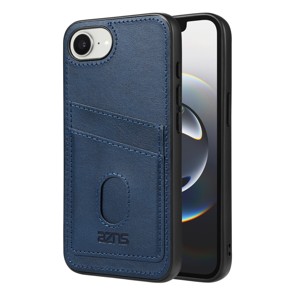 (Iphone 16E, ) Azns K1 Series For Iphone 16E Case Calf Texture Anti-Drop Pu+Tpu Phone Cover Blue 6914284935023