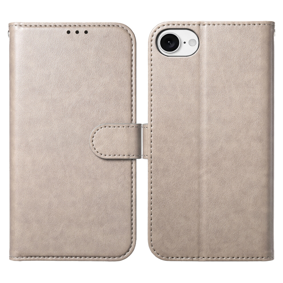 (Iphone 16E, ) For Iphone 16E Wallet Phone Case With 8 Card Slot Stand Pu Leather Folio Flip Cover Grey 6914287027626
