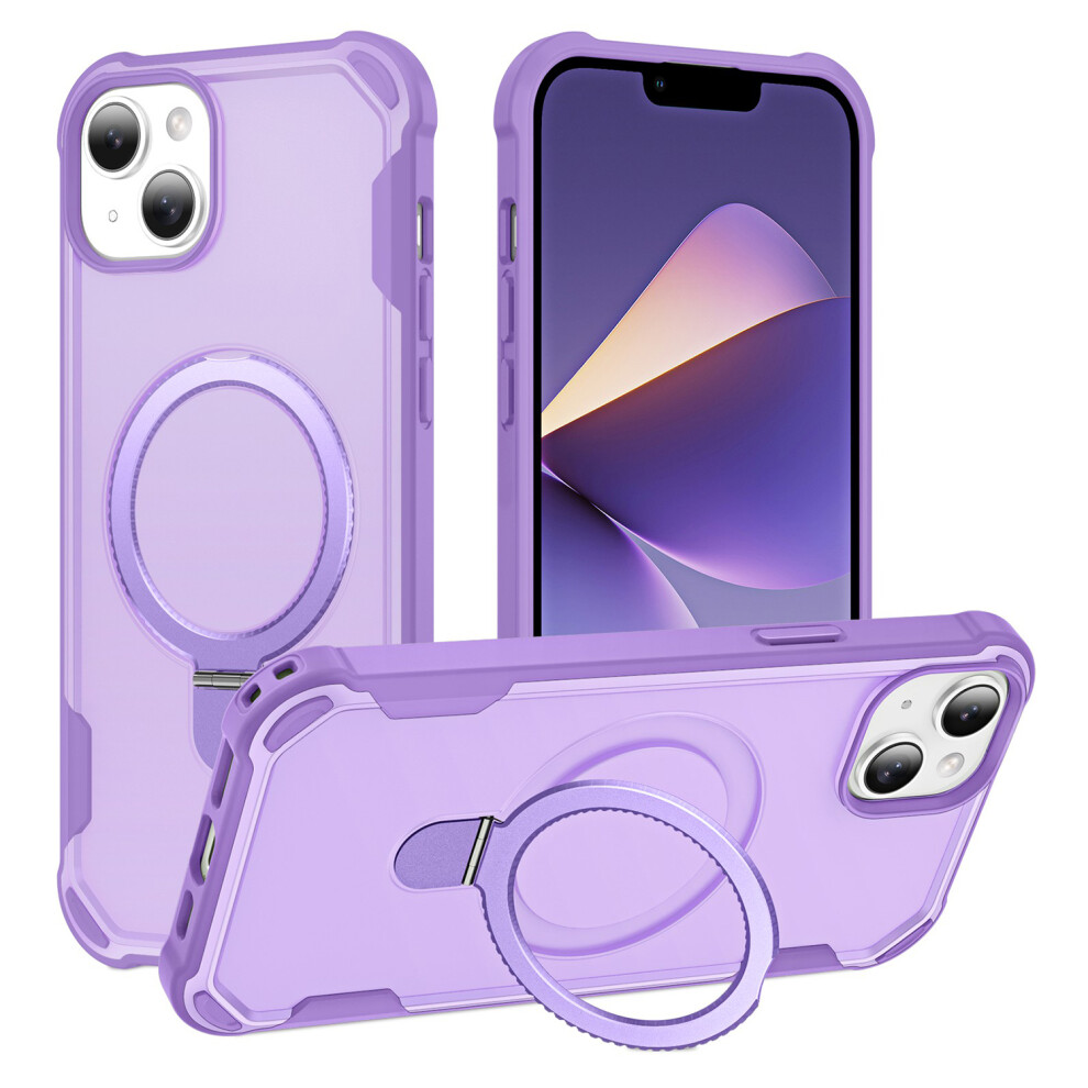 (Iphone 13, ) For Iphone 13 Case Compatible With Magsafe Kickstand Tpu+Pc Shockproof Phone Back Cover Purple 6914284586317