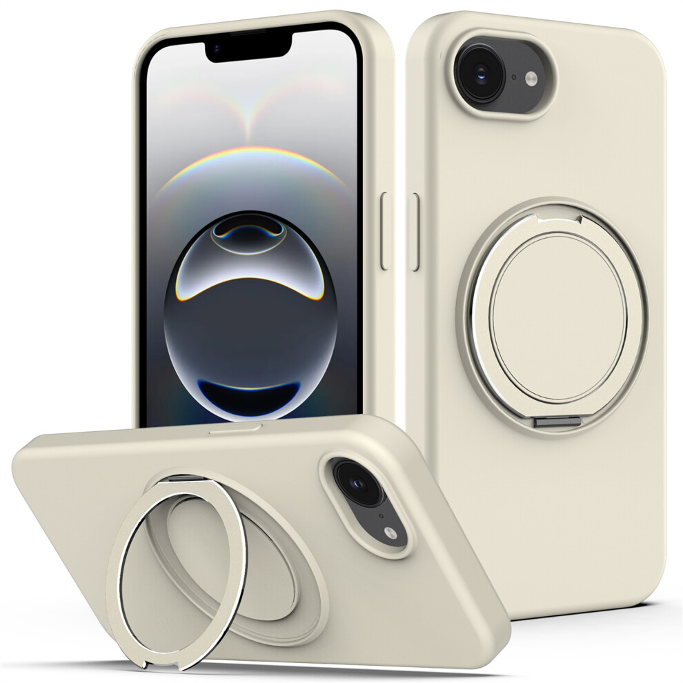 (Iphone 16E, Beige) For Iphone 16E Case Compatible With Magsafe Kickstand Pc+Silicone Phone Cover Cream 6914288054058
