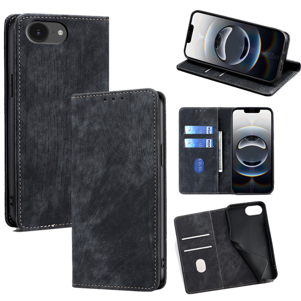 (Iphone 16E, ) For Iphone 16E Case Rfid Blocking Wallet Leather Phone Cover Black 6914286293787