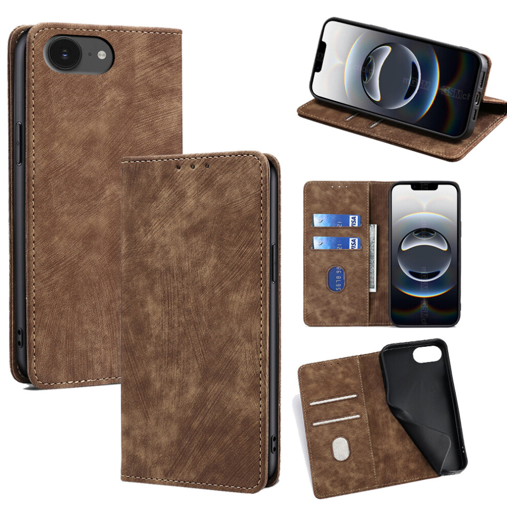 (Iphone 16E, ) For Iphone 16E Case Rfid Blocking Wallet Leather Phone Cover Brown 6914287555761