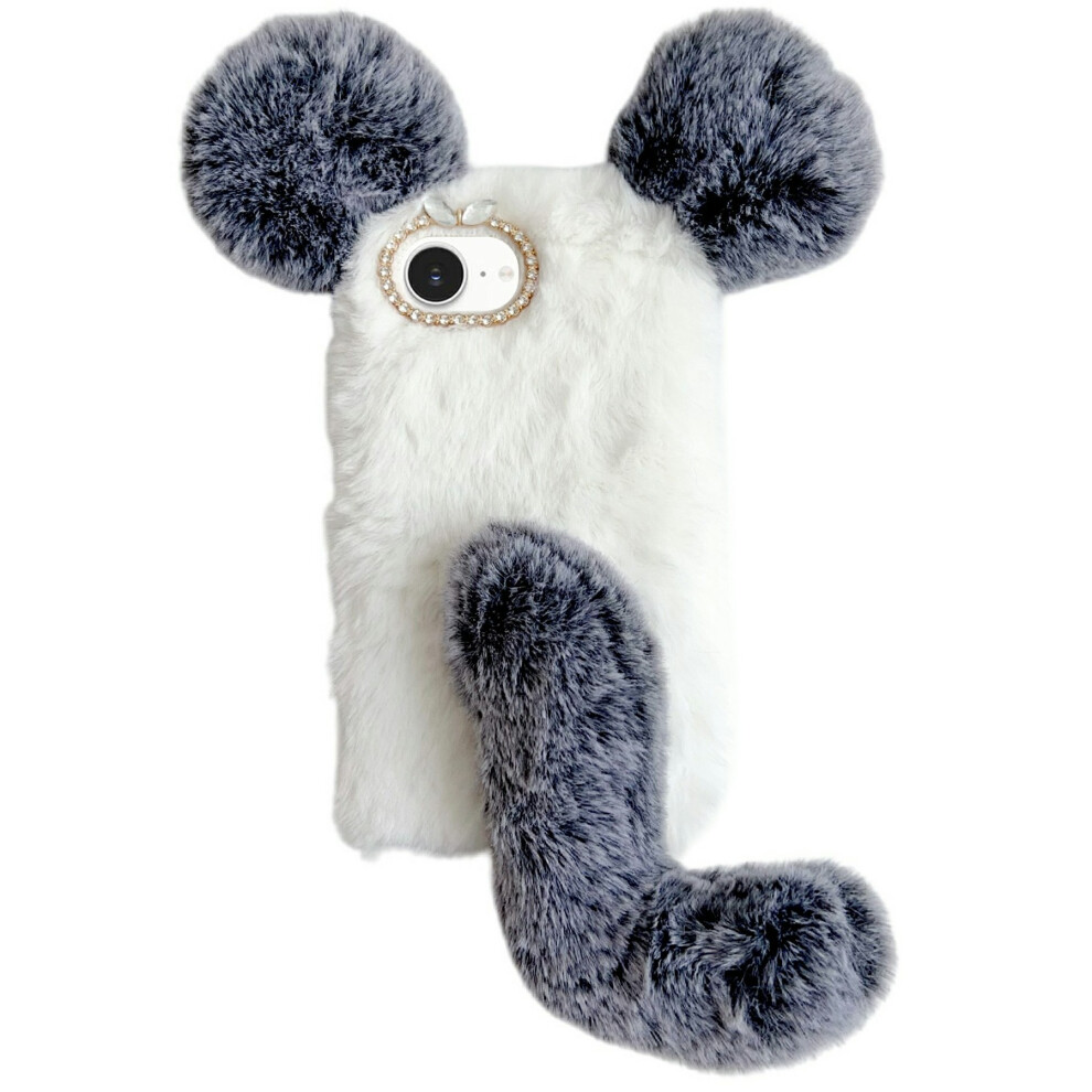 (Iphone 16E, ) For Iphone 16E Case Plush Mouse Winter Fluffy Tpu Phone Cover Grey 6914286857651