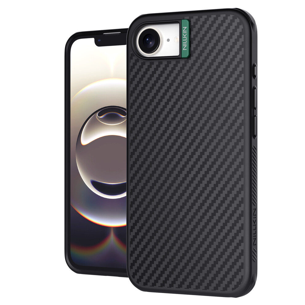 (Iphone 16E, ) Nillkin For Iphone 16E Magnetic Case Carbon Fiber Texture Tpu+Pc Shockproof Phone Cover Green 6914280587417