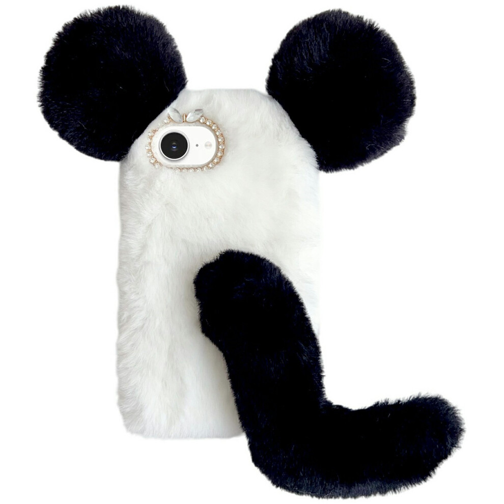 (Iphone 16E, ) For Iphone 16E Case Plush Mouse Winter Fluffy Tpu Phone Cover Black 6914288493864