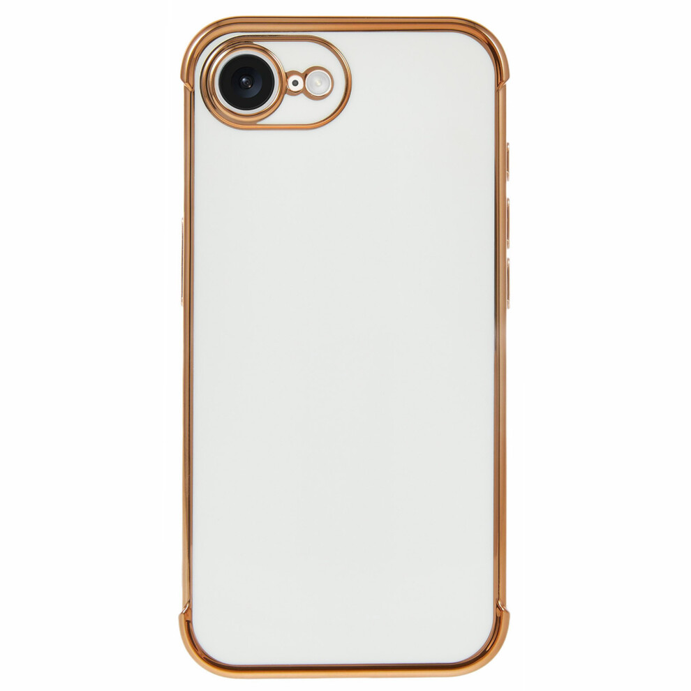 (Iphone 16E, Ivory ) For Iphone 16E Case Electroplated Frame Tpu Soft Phone Cover White 6914281111581