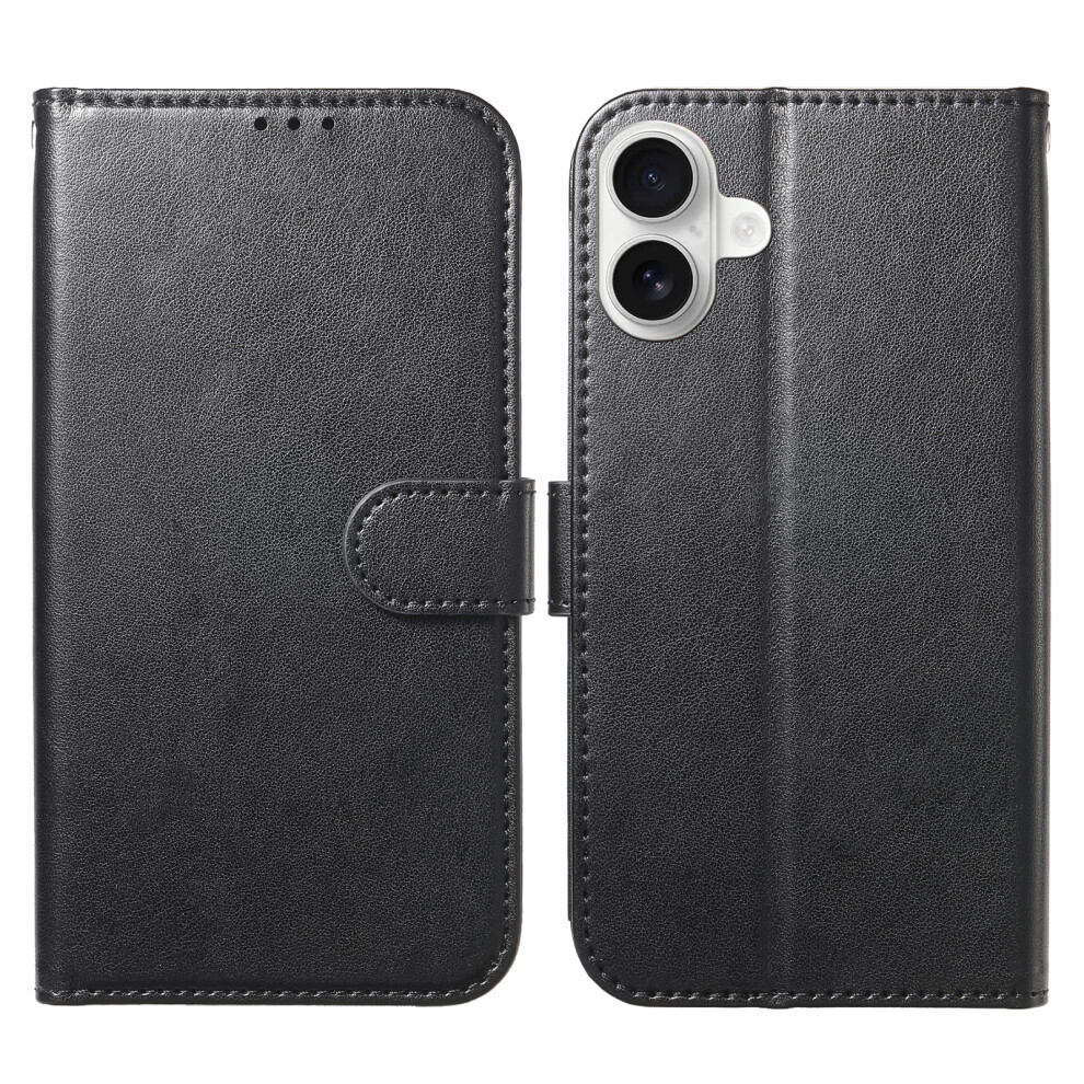 (Iphone 16, ) For Iphone 16 Wallet Phone Case With 8 Card Slot Stand Pu Leather Folio Flip Cover Black 6914281576847