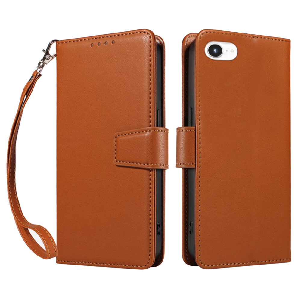 (Iphone 16E, Light ) For Iphone 16E Case Rfid Blocking Leather Wallet Flip Phone Cover With Wrist Strap Brown 6914287574014