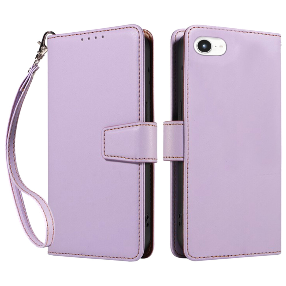 (Iphone 16E, ) For Iphone 16E Case Rfid Blocking Leather Wallet Flip Phone Cover With Wrist Strap Purple 6914287809116