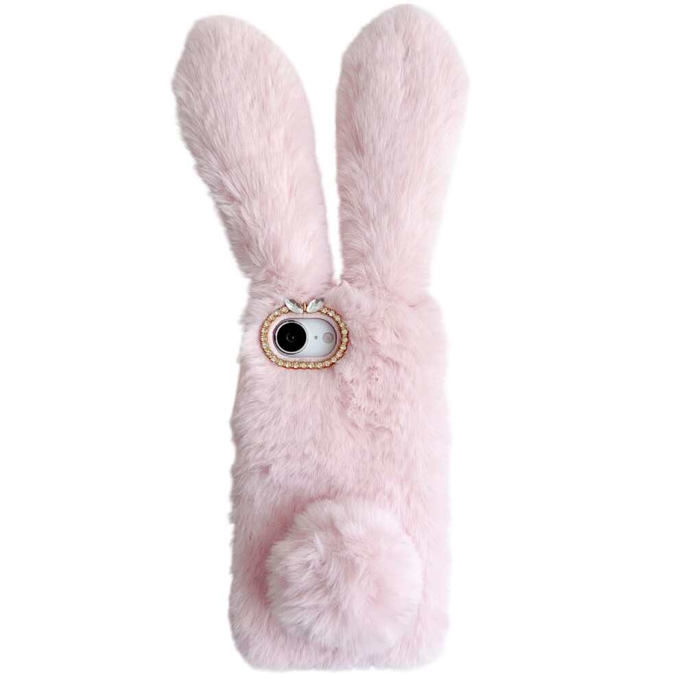 (Iphone 16E, ) For Iphone 16E Case Plush Cute Bunny Winter Fluffy Tpu Phone Cover Pink 6914281492161