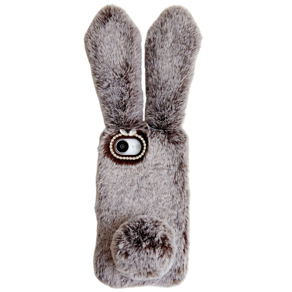 (Iphone 16E, ) For Iphone 16E Case Plush Cute Bunny Winter Fluffy Tpu Phone Cover Brown 6914284375294