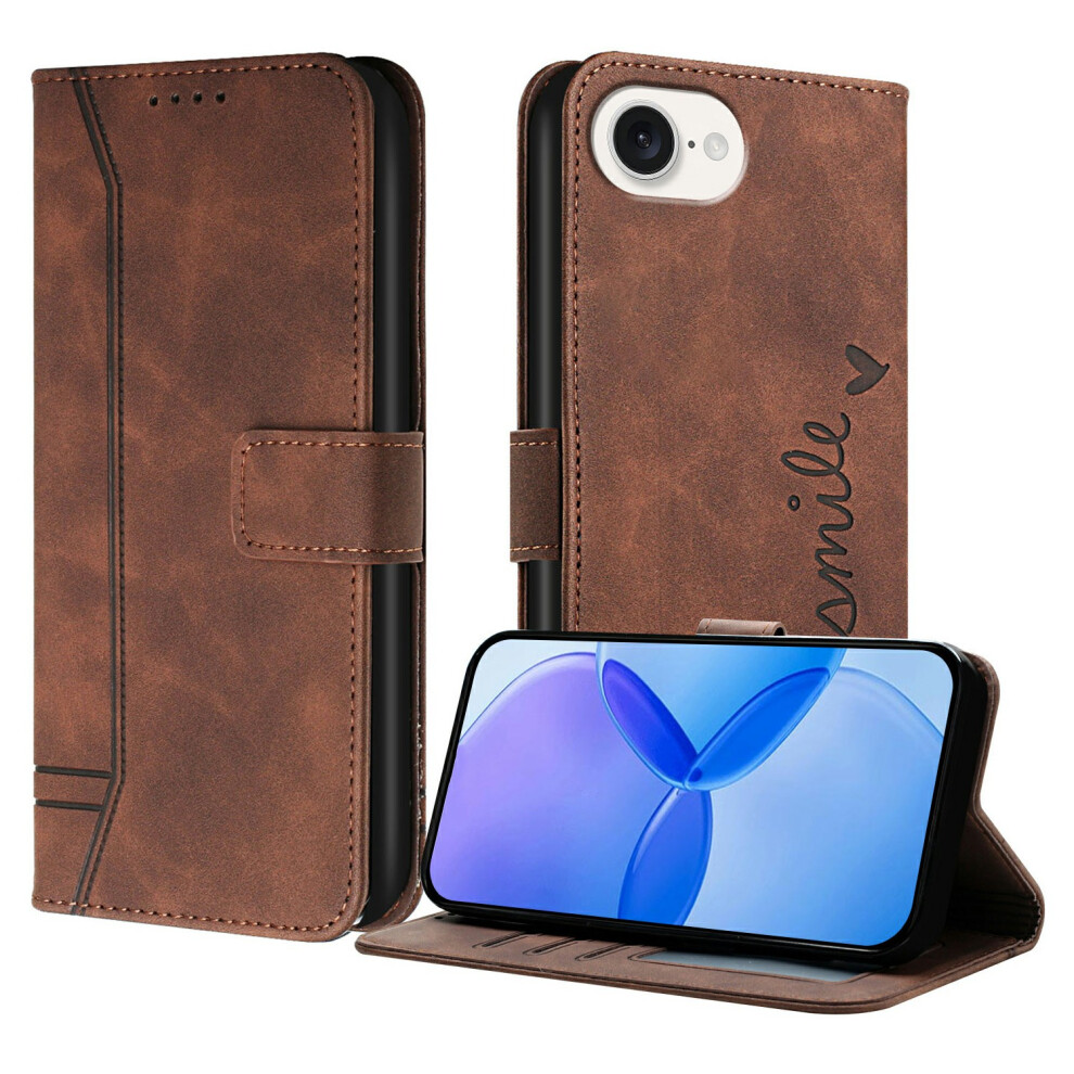 (Iphone 16E, Coffee) For Iphone 16E Leather Case Envelope Texture Wallet Stand Shockproof Phone Cover Brown 6914287337619