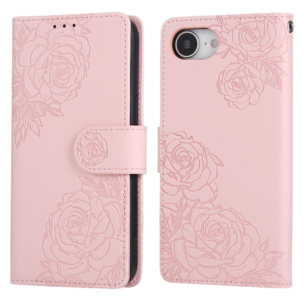 (Iphone 16E, Rose ) For Iphone 16E Case Rose Flower Pu Leather Wallet Phone Cover With 3 Card Slots Gold 6914280161112