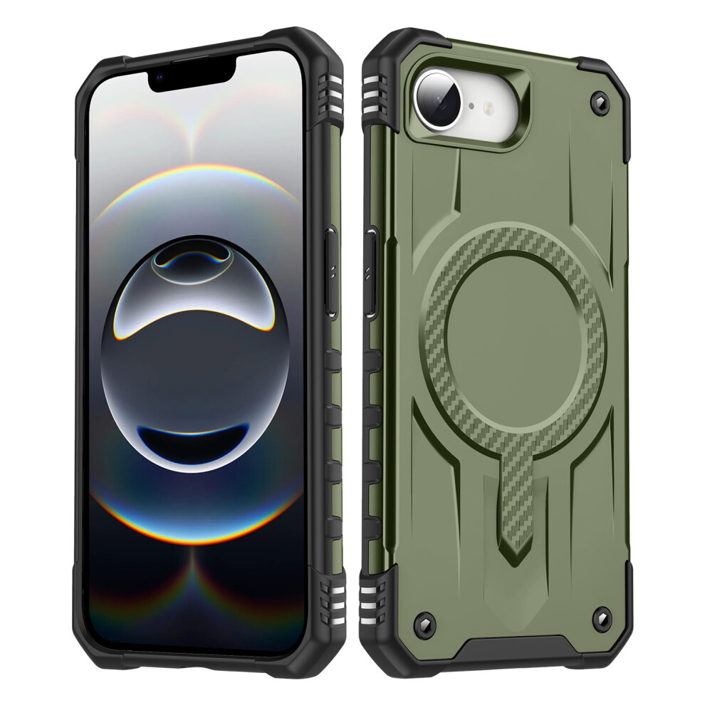 (Iphone 16E, Army ) For Iphone 16E Case Compatible With Magsafe Four Corner Airbags Pc+Tpu Phone Cover Green 6914284277123