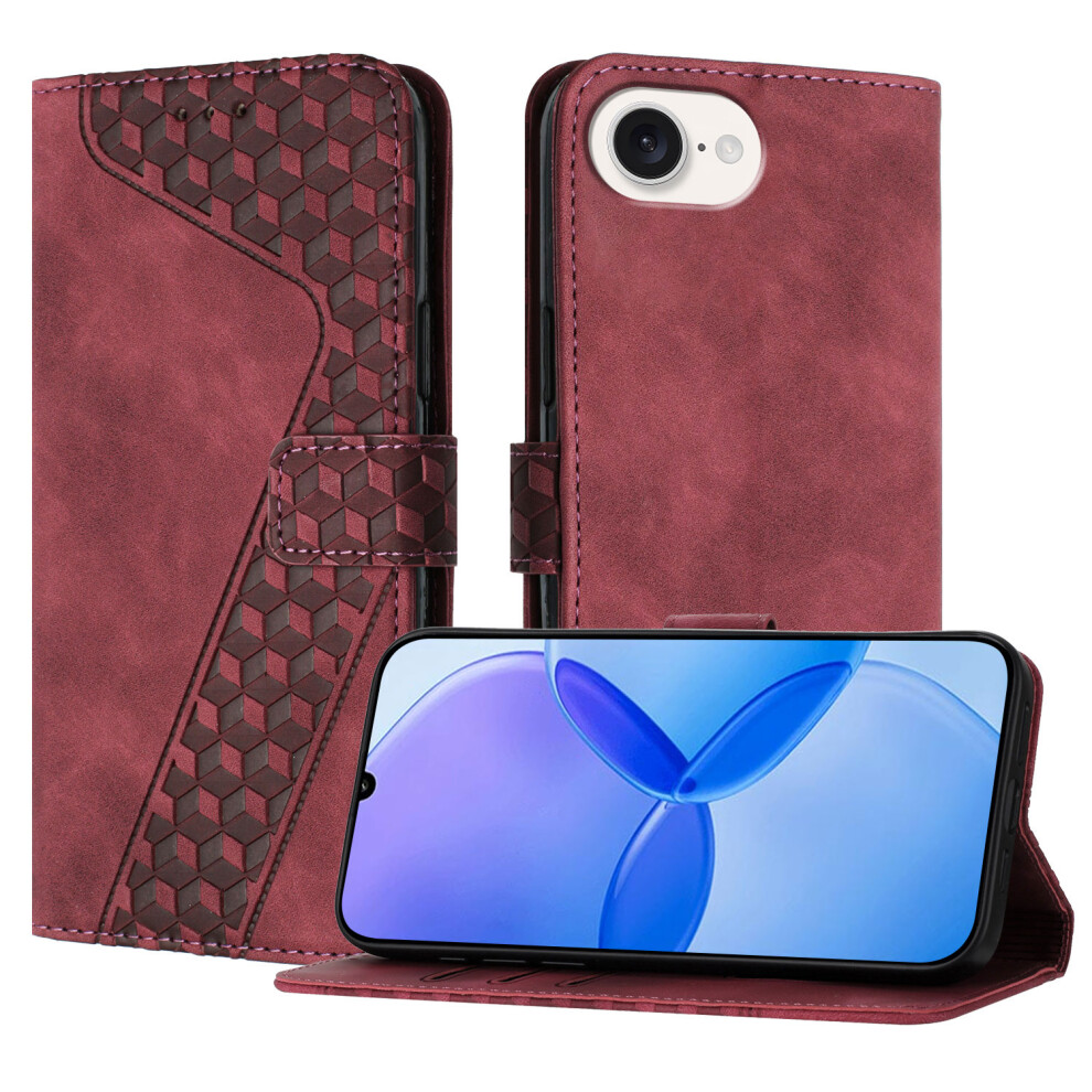 (Iphone 16E, ) For Iphone 16E Leather Case 7-Shaped Pattern Wallet Stand Shockproof Phone Cover Brown 6914281784297