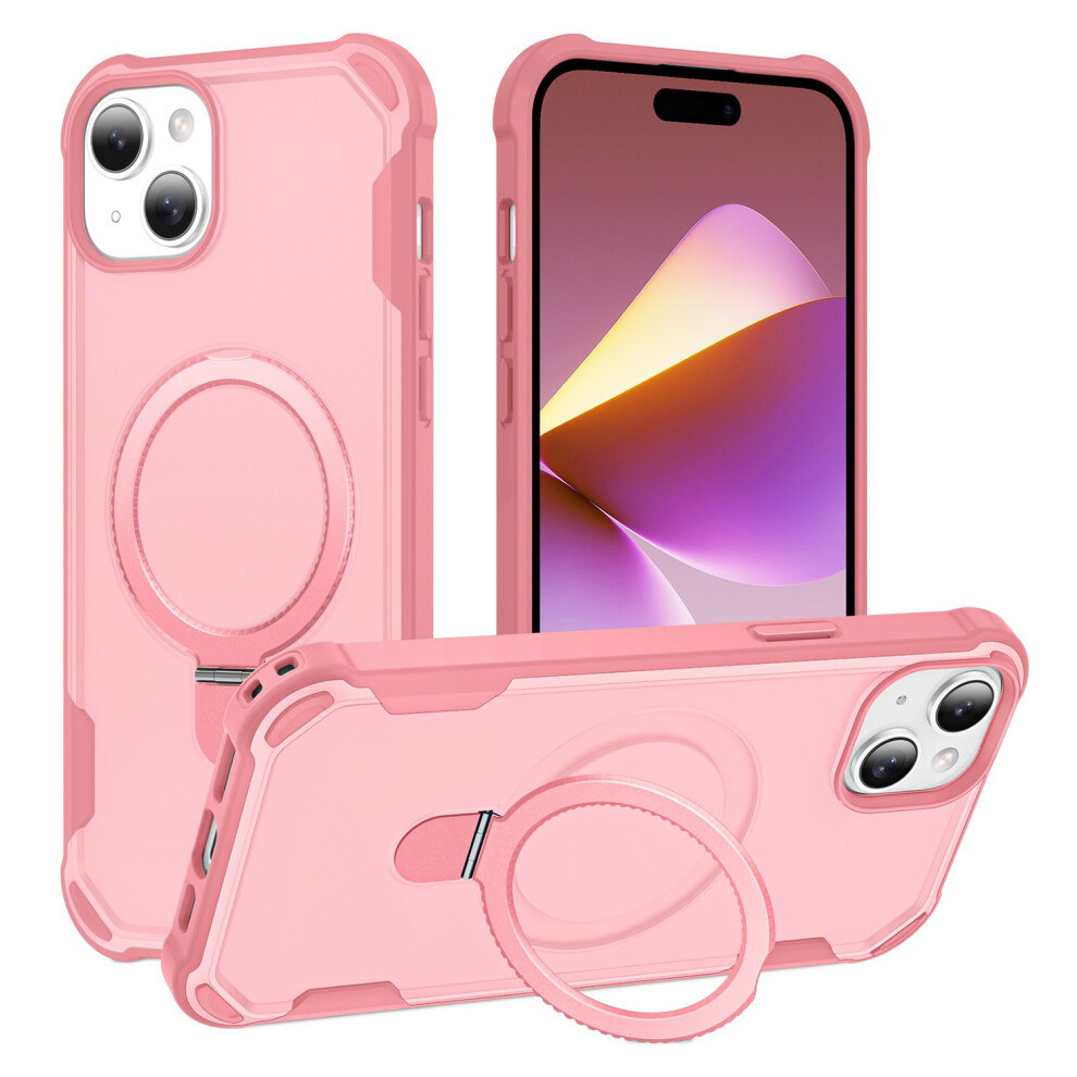 (Iphone 15, ) For Iphone 15 Case Compatible With Magsafe Kickstand Tpu+Pc Shockproof Phone Back Cover Pink 6914284757502